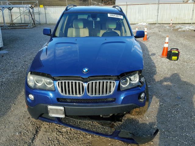 WBXPC93487WF05175 - 2007 BMW X3 3.0SI BLUE photo 9