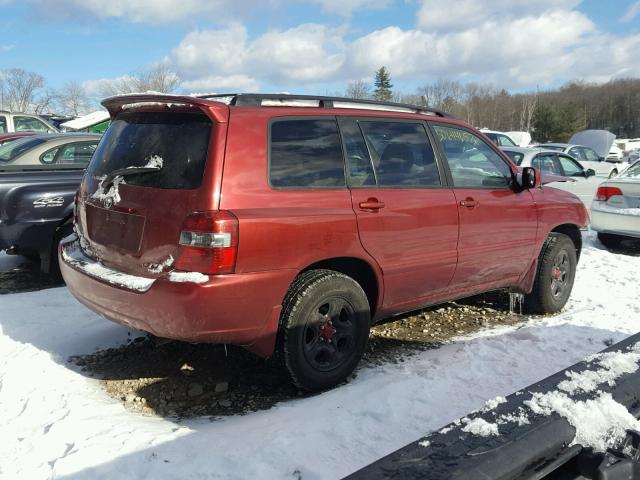 JTEHD21A250034888 - 2005 TOYOTA HIGHLANDER MAROON photo 4