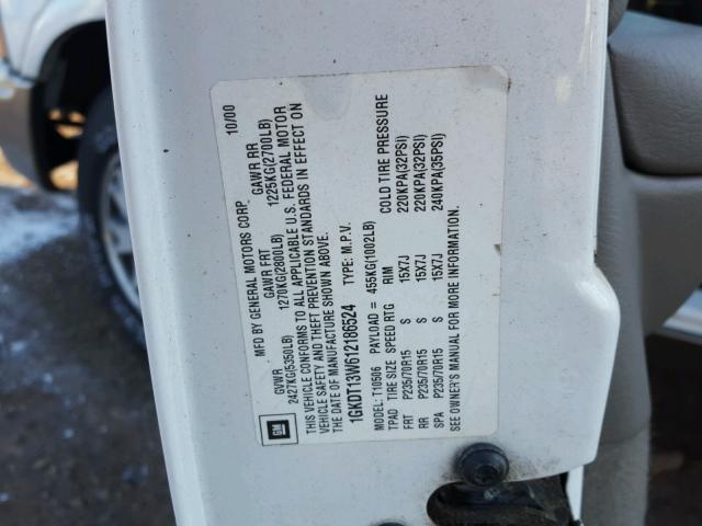 1GKDT13W612186524 - 2001 GMC JIMMY Սպիտակ լուսանկար 10