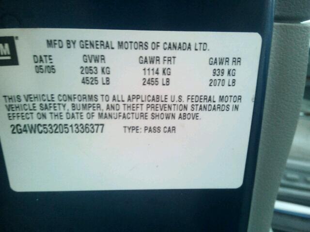 2G4WC532051336377 - 2005 BUICK LACROSSE C BLUE photo 10