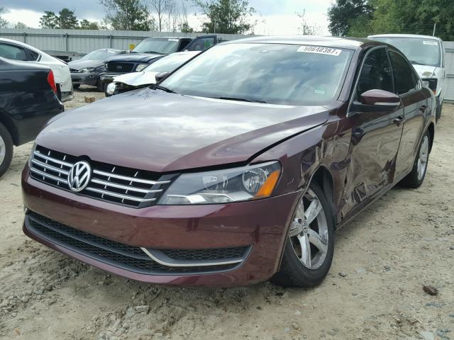 1VWBN7A32DC078177 - 2013 VOLKSWAGEN PASSAT SE MAROON photo 2