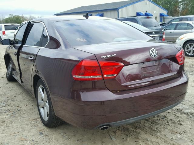 1VWBN7A32DC078177 - 2013 VOLKSWAGEN PASSAT SE MAROON photo 3