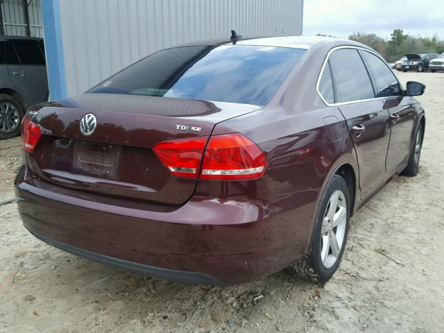 1VWBN7A32DC078177 - 2013 VOLKSWAGEN PASSAT SE MAROON photo 4