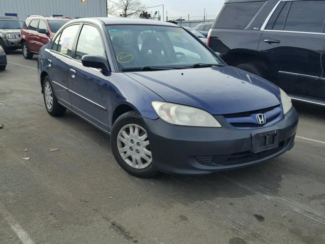 2HGES16504H607253 - 2004 HONDA CIVIC LX BLUE photo 1