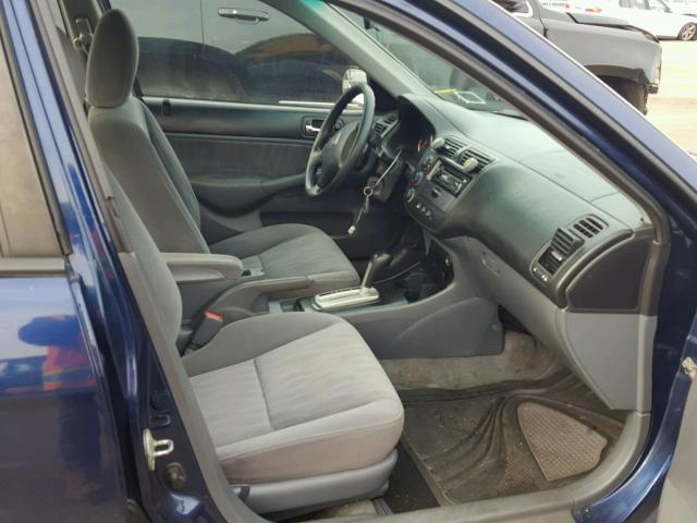 2HGES16504H607253 - 2004 HONDA CIVIC LX BLUE photo 5