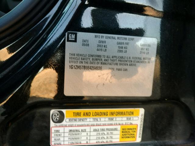 1G1ZH57B984294936 - 2008 CHEVROLET MALIBU 1LT 黑色 照片 10