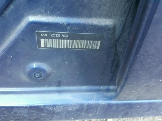 KNAFE122785517825 - 2008 KIA SPECTRA EX BLUE photo 10