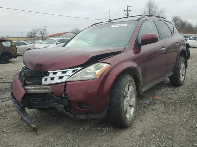 JN8AZ08W85W412985 - 2005 NISSAN MURANO SL MAROON photo 2