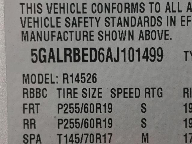 5GALRBED6AJ101499 - 2010 BUICK ENCLAVE CX SILVER photo 10