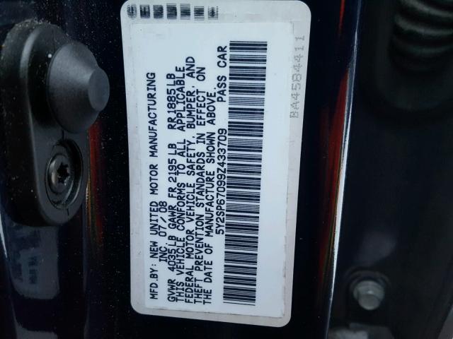 5Y2SP67099Z433709 - 2009 PONTIAC VIBE BLUE photo 10