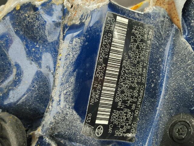 JTNBE46K083149038 - 2008 TOYOTA CAMRY CE BLUE photo 10