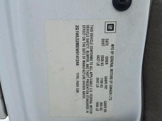 2G1WL52MXW9141244 - 1998 CHEVROLET LUMINA BAS თეთრი ფოტო 10