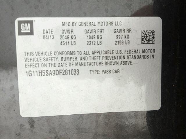 1G11H5SA9DF281033 - 2013 CHEVROLET MALIBU LTZ 黑色 照片 10