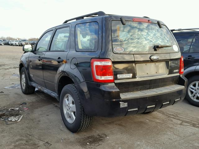 1FMCU92Z98KA76250 - 2008 FORD ESCAPE XLS BLACK photo 3