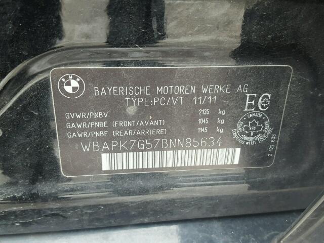 WBAPK7G57BNN85634 - 2011 BMW 328 XI BLACK photo 10