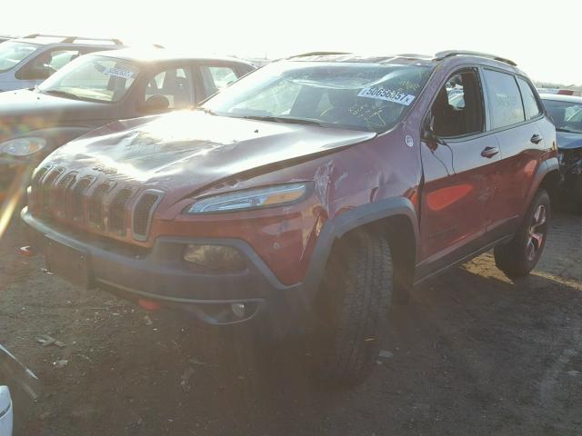 1C4PJMBS0GW357624 - 2016 JEEP CHEROKEE T MAROON photo 2