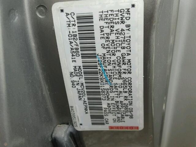 JT2BF22K9X0158373 - 1999 TOYOTA CAMRY LE ბეჟი ფოტო 10