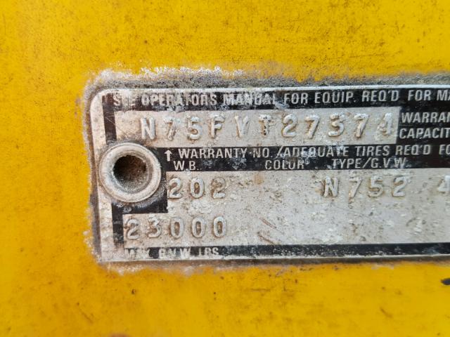 N75FVT27374 - 1974 FORD FLATBED YELLOW photo 10