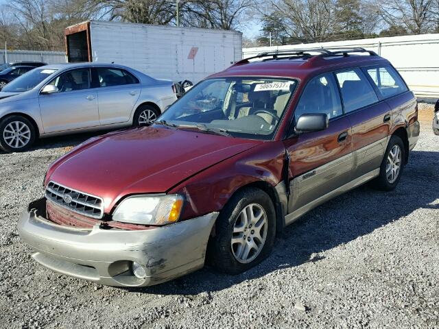 4S3BH675227601510 - 2002 SUBARU LEGACY OUT BURGUNDY photo 2