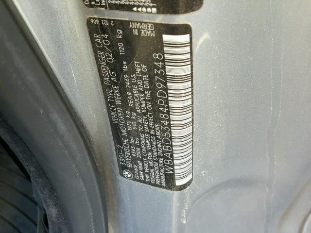 WBABD53484PD97348 - 2004 BMW 330 CI GRAY photo 10
