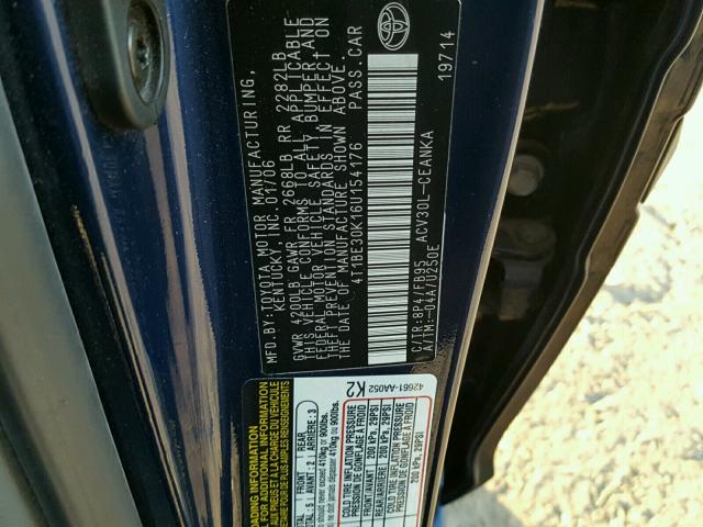 4T1BE30K16U154176 - 2006 TOYOTA CAMRY LE 蓝色 照片 10