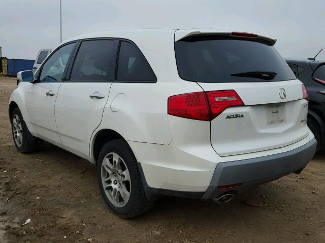 2HNYD28208H526512 - 2008 ACURA MDX WHITE photo 3