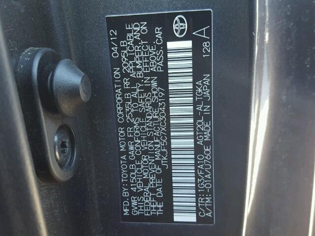 JTKJF5C7XC3043197 - 2012 TOYOTA SCION TC 绿色 照片 10