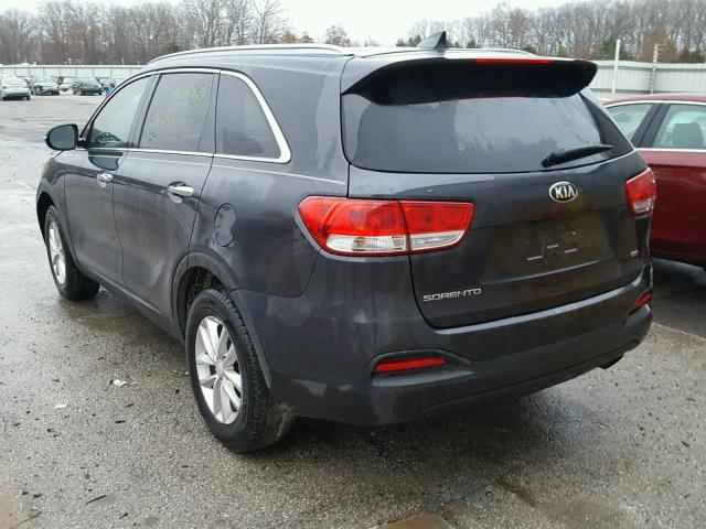 5XYPG4A38GG163316 - 2016 KIA SORENTO LX GRAY photo 3