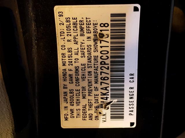 JH4KA7672PC017618 - 1993 ACURA LEGEND LS GREEN photo 10