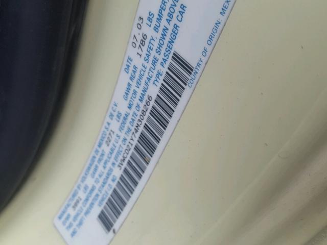 3VWCD21Y74M308266 - 2004 VOLKSWAGEN NEW BEETLE 黄色 照片 10