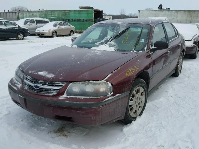 2G1WF55E219103379 - 2001 CHEVROLET IMPALA MAROON photo 2