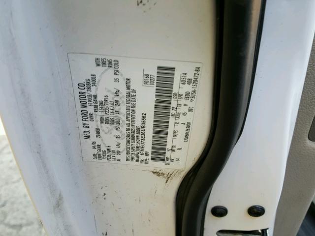 1FMEU73E36UB35562 - 2006 FORD EXPLORER X WHITE photo 10