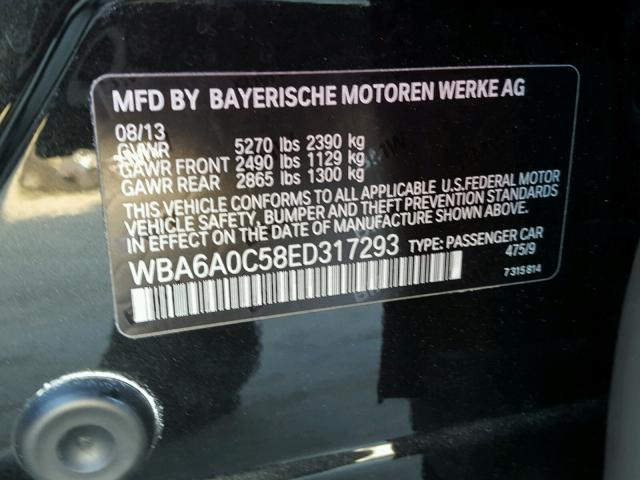 WBA6A0C58ED317293 - 2014 BMW 640 I BLACK photo 10