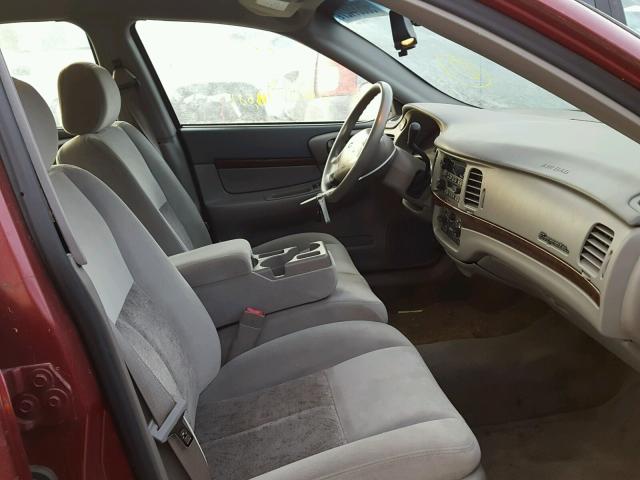 2G1WF55E759233308 - 2005 CHEVROLET IMPALA RED photo 5