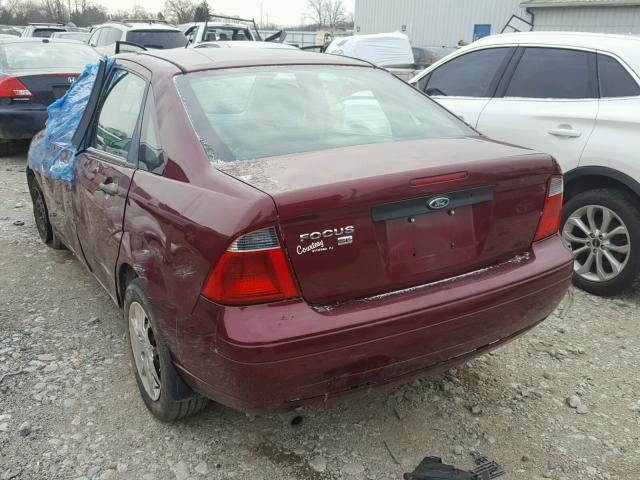 1FAFP34N57W333093 - 2007 FORD FOCUS ZX4 MAROON photo 3