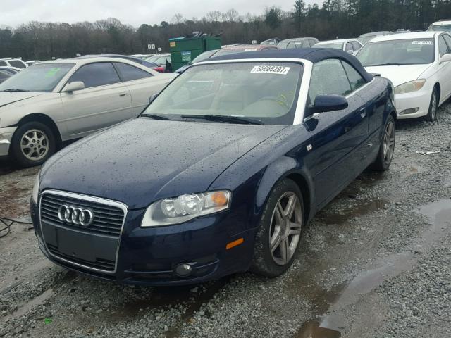 WAUAF48H67K022584 - 2007 AUDI A4 2.0T CA BLUE photo 2