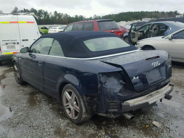 WAUAF48H67K022584 - 2007 AUDI A4 2.0T CA BLUE photo 3