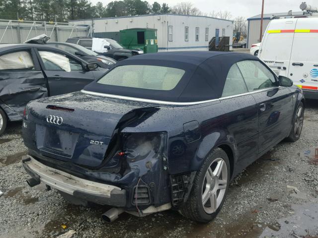 WAUAF48H67K022584 - 2007 AUDI A4 2.0T CA BLUE photo 4