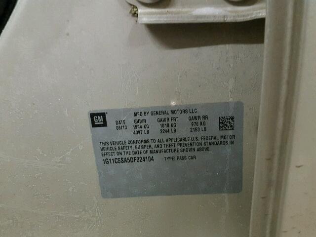 1G11C5SA5DF324104 - 2013 CHEVROLET MALIBU 1LT 棕色 照片 10