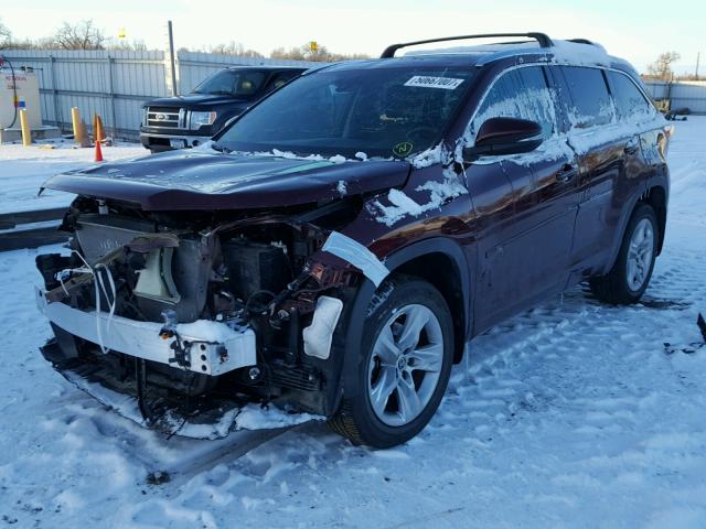 5TDDKRFH0GS250536 - 2016 TOYOTA HIGHLANDER RED photo 2