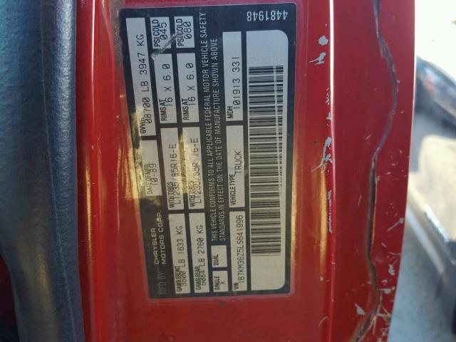 1B7KM36Z5LS641996 - 1990 DODGE W-SERIES W RED photo 10