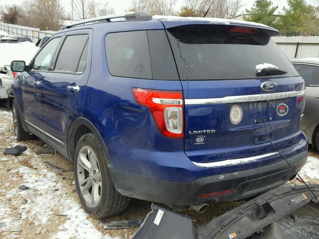 1FM5K8F80FGA41316 - 2015 FORD EXPLORER L BLUE photo 3