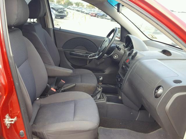 KL1TD66687B772235 - 2007 CHEVROLET AVEO BASE RED photo 5