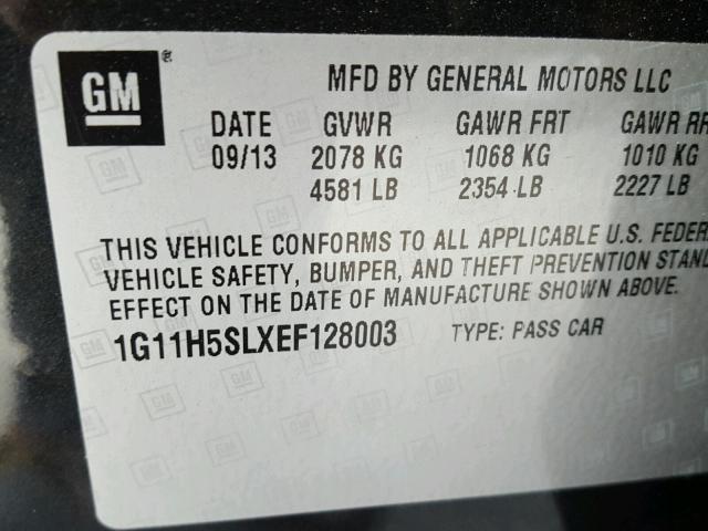 1G11H5SLXEF128003 - 2014 CHEVROLET MALIBU LTZ 灰色 照片 10