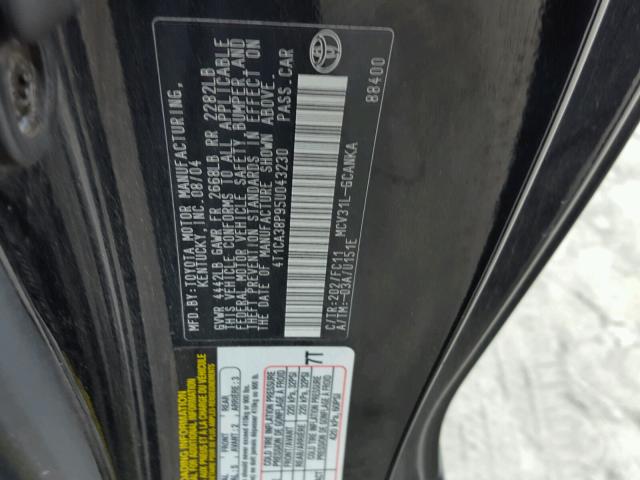 4T1CA38P95U043230 - 2005 TOYOTA CAMRY SOLA BLACK photo 10