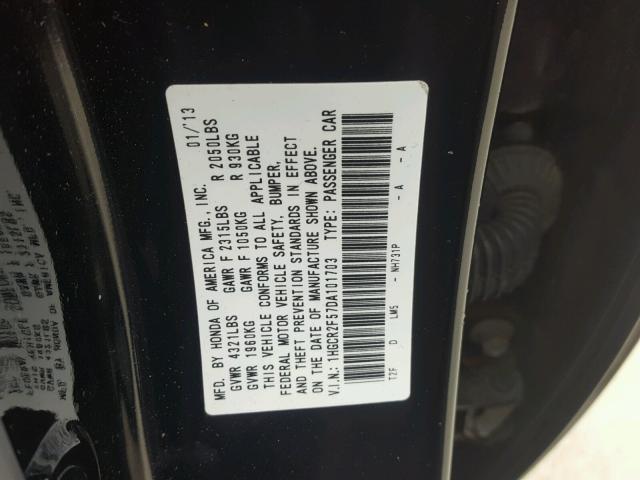 1HGCR2F57DA101703 - 2013 HONDA ACCORD SPO BLACK photo 10