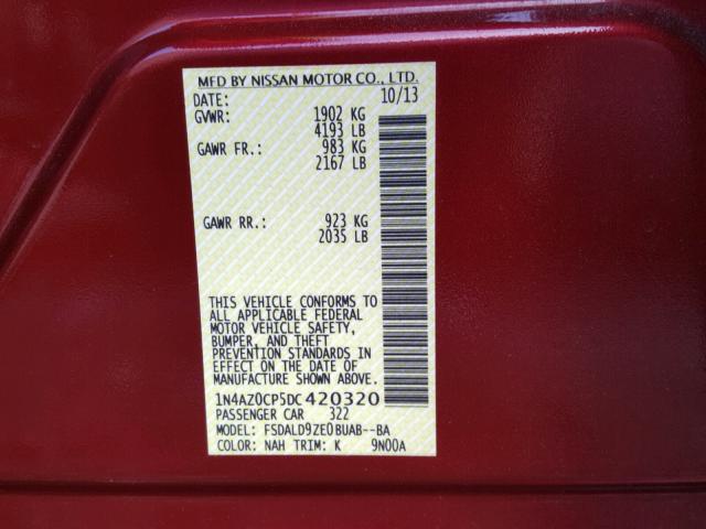 1N4AZ0CP5DC420320 - 2013 NISSAN LEAF S RED photo 10