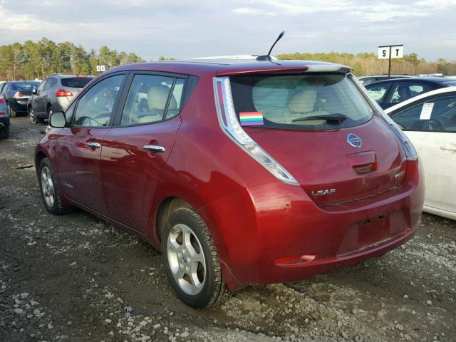 1N4AZ0CP5DC420320 - 2013 NISSAN LEAF S RED photo 3