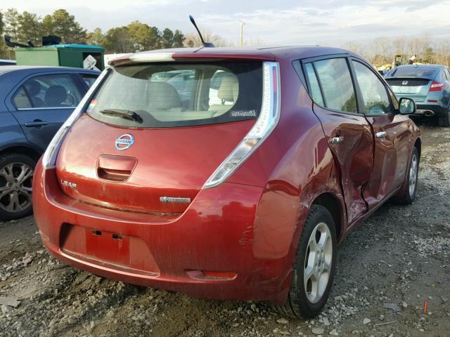 1N4AZ0CP5DC420320 - 2013 NISSAN LEAF S RED photo 4