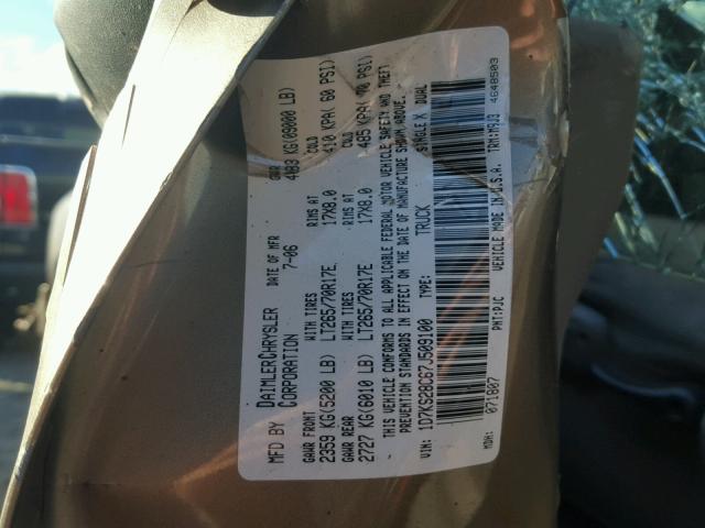 1D7KS28C67J509100 - 2007 DODGE RAM 2500 S Qəhvəyi foto 10